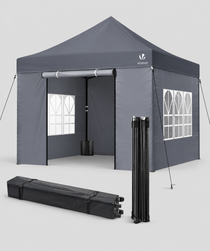 Pop up partytent 3x3 in grijs met 4 zijwanden