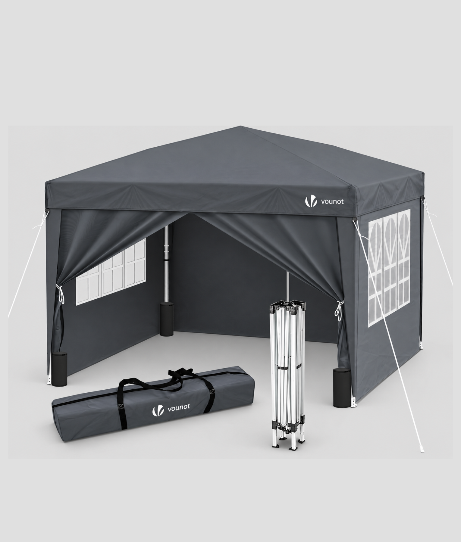Pop up partytent 3x3 grijs met zijwanden en draagtas