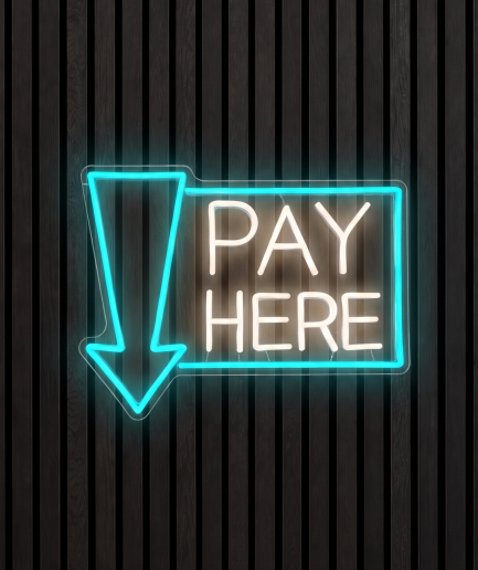 Pay here pijl neon lamp
