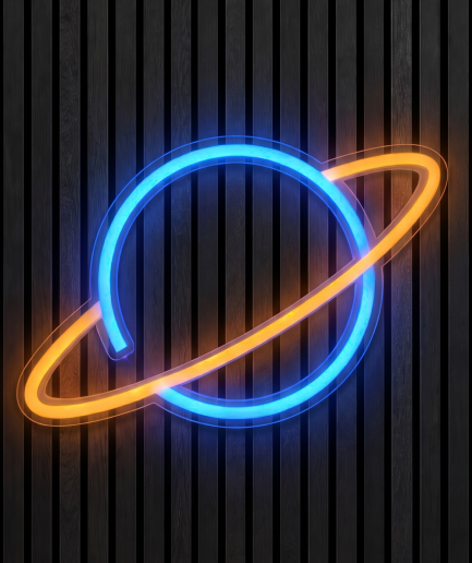 Planeet neon neon verlichting