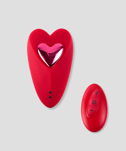 Stiekem klaarkomen, rode vibrator in hartvorm voor in je onderbroek met afstandsbediening