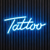 Tattoo blauw neon verlichting