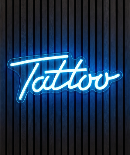 Tattoo blauw neon verlichting