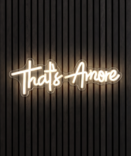 Thats amore neon lamp met de tekst Thats amore in warm wit licht