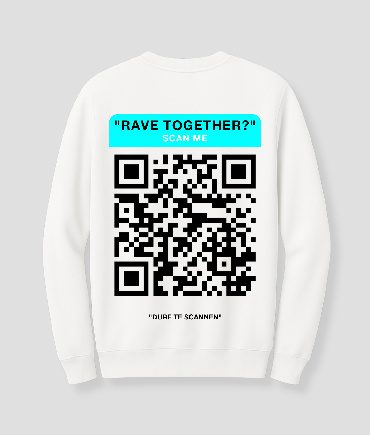 witte qr code sweater turquoise rave together