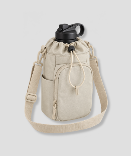 Fles schoudertas beige met waterfles